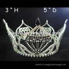 Мода металлический посеребренный кристалл полный круглый принцесса корону